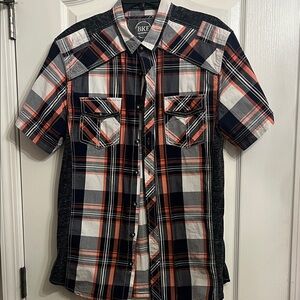 BKE Casual Plaid Shirt - Black, White, and Orange